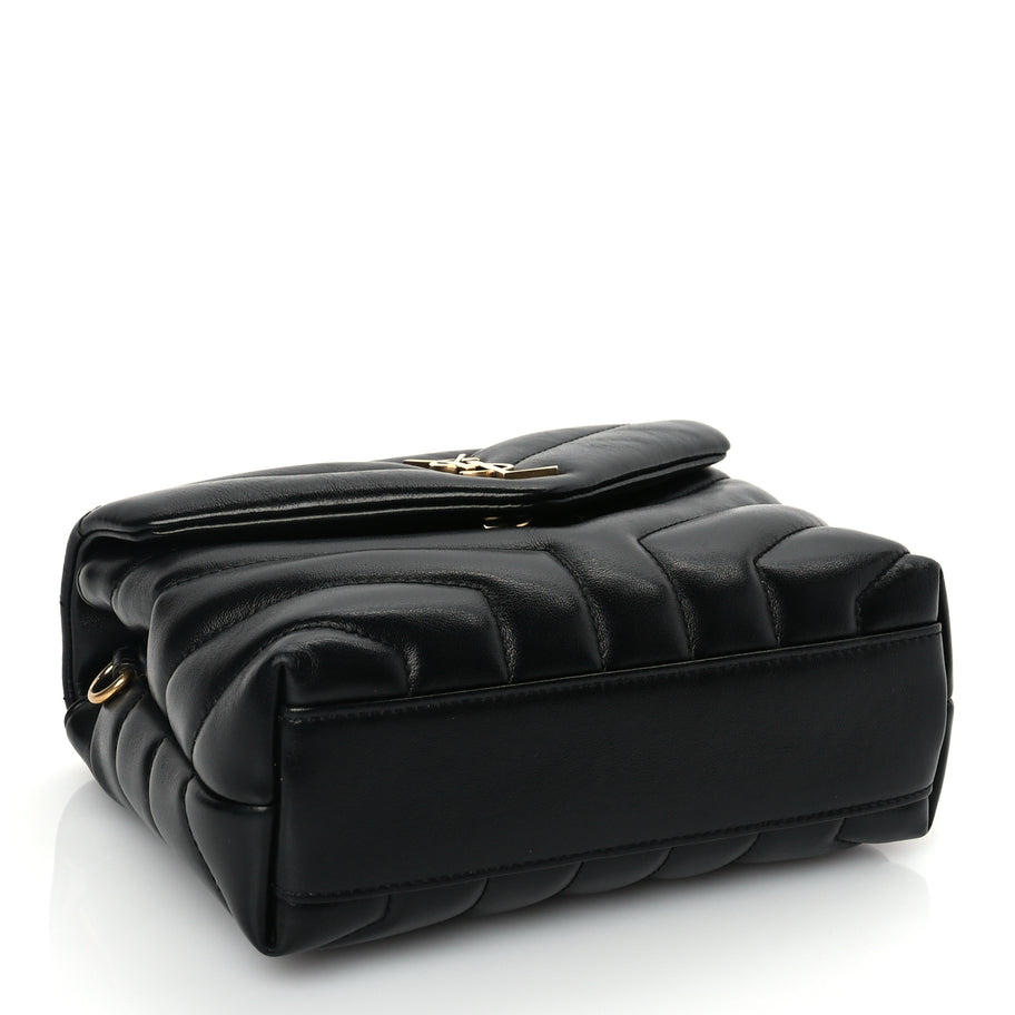 Saint Laurent Calfskin Y Quilted Monogram Toy Loulou Crossbody Satchel Black Image 3