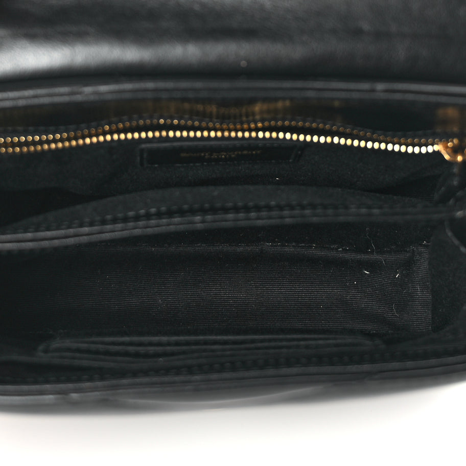 Saint Laurent Calfskin Y Quilted Monogram Toy Loulou Crossbody Satchel Black Image 4