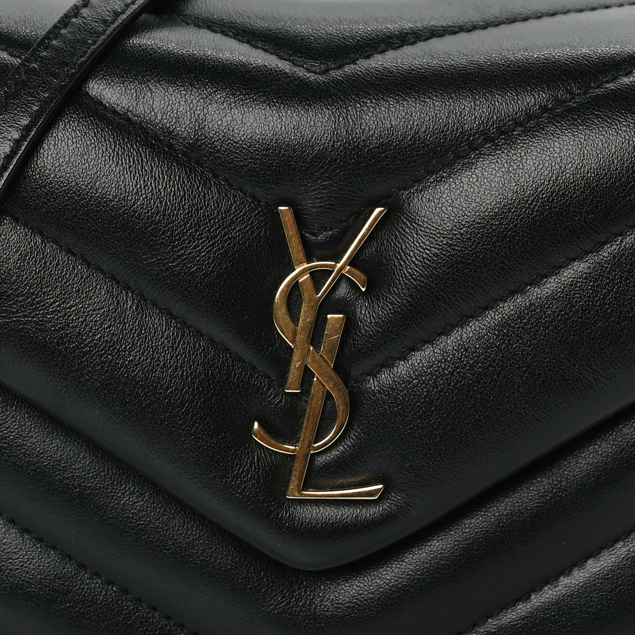 Saint Laurent Calfskin Y Quilted Monogram Toy Loulou Crossbody Satchel Black Image 6
