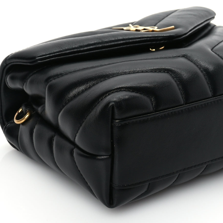 Saint Laurent Calfskin Y Quilted Monogram Toy Loulou Crossbody Satchel Black Image 7