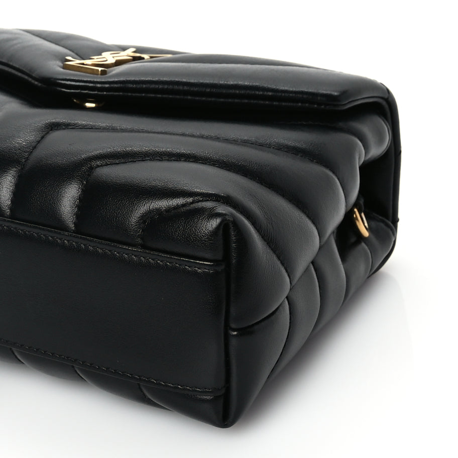 Saint Laurent Calfskin Y Quilted Monogram Toy Loulou Crossbody Satchel Black Image 8