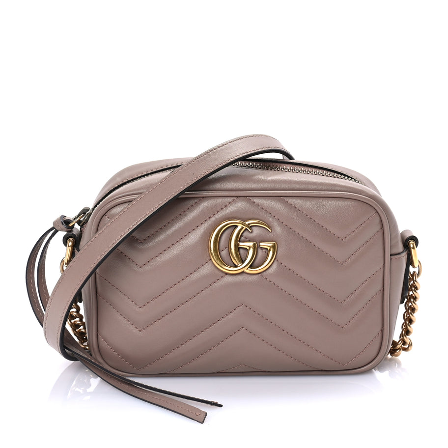 Gucci Calfskin Matelasse Mini GG Marmont Chain Shoulder Bag  Porcelain Rose Image 1