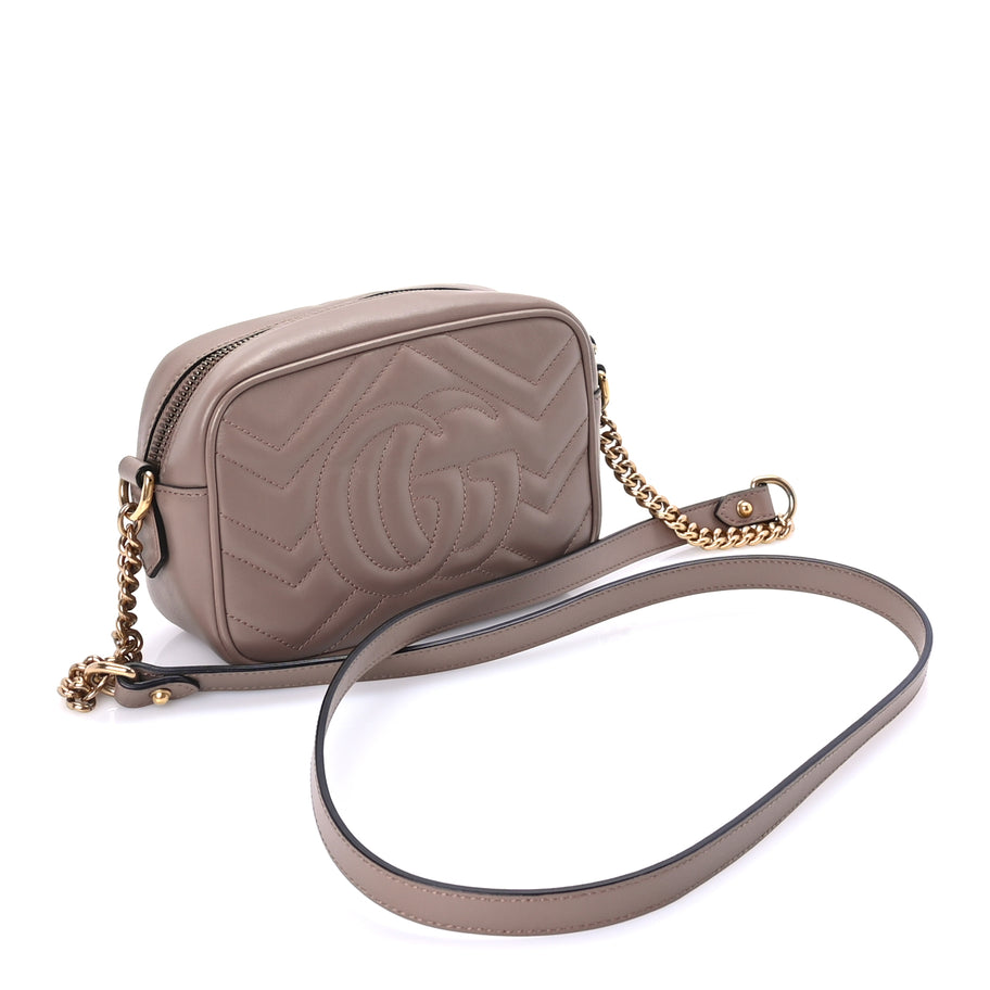 Gucci Calfskin Matelasse Mini GG Marmont Chain Shoulder Bag  Porcelain Rose Image 2