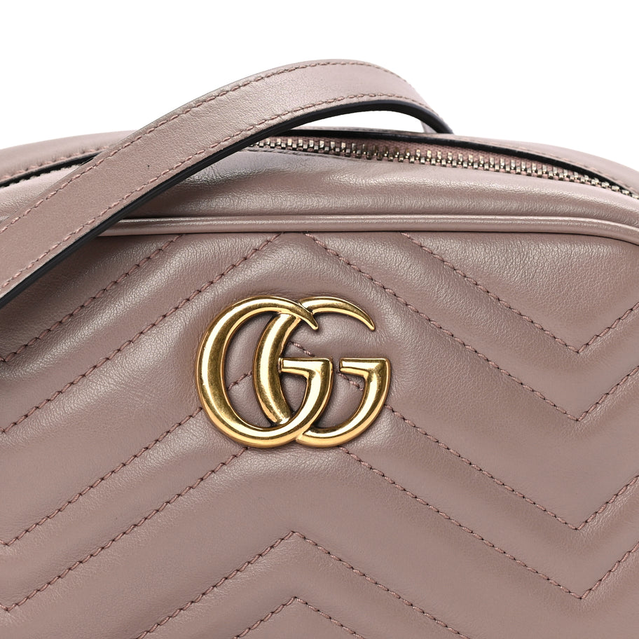 Gucci Calfskin Matelasse Mini GG Marmont Chain Shoulder Bag  Porcelain Rose Image 6