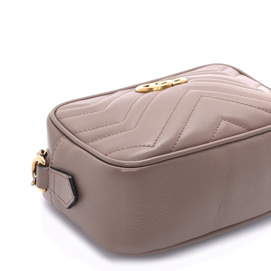 Gucci Calfskin Matelasse Mini GG Marmont Chain Shoulder Bag  Porcelain Rose Image 7