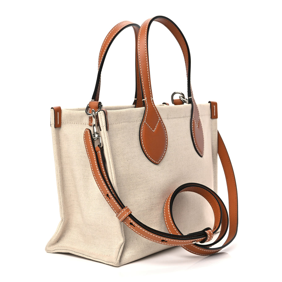 Gucci Canvas Calfskin Logo Print Medium Tote Bag Brown Image 3