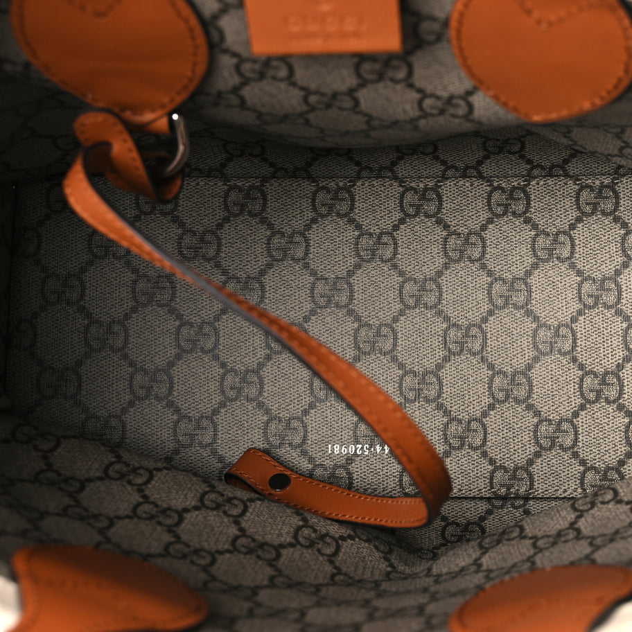 Gucci Canvas Calfskin Logo Print Medium Tote Bag Brown Image 5