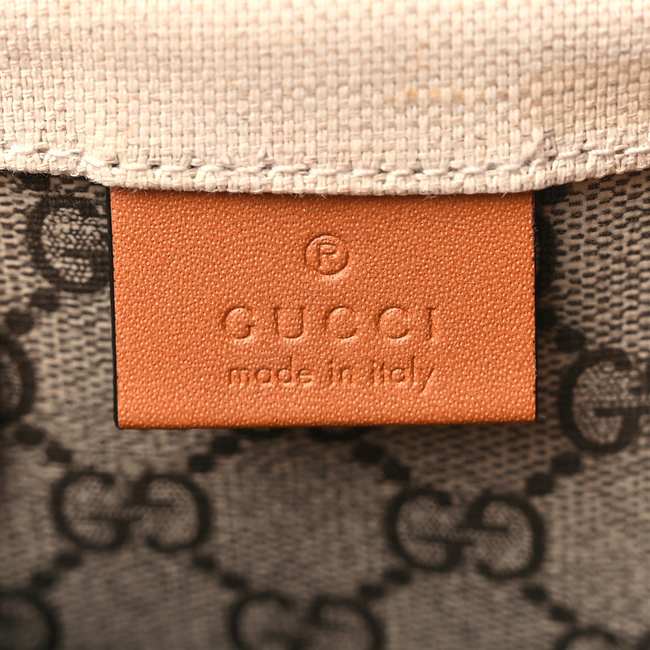 Gucci Canvas Calfskin Logo Print Medium Tote Bag Brown Image 6