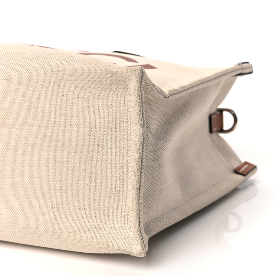 Gucci Canvas Calfskin Logo Print Medium Tote Bag Brown Image 10