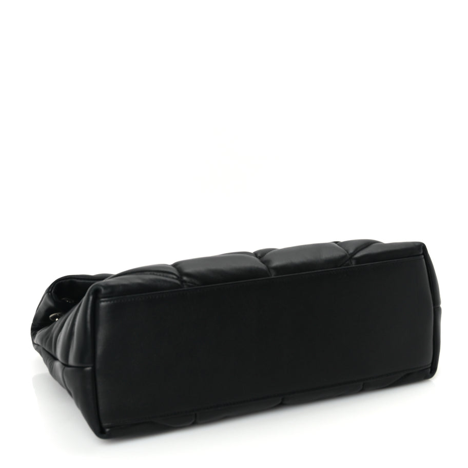 Saint Laurent Lambskin Quilted Medium Loulou Puffer Monogram Chain Satchel Black Image 3