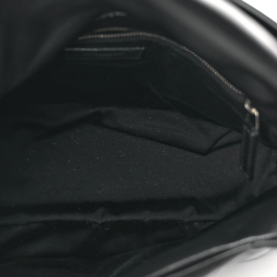 Saint Laurent Lambskin Quilted Medium Loulou Puffer Monogram Chain Satchel Black Image 4