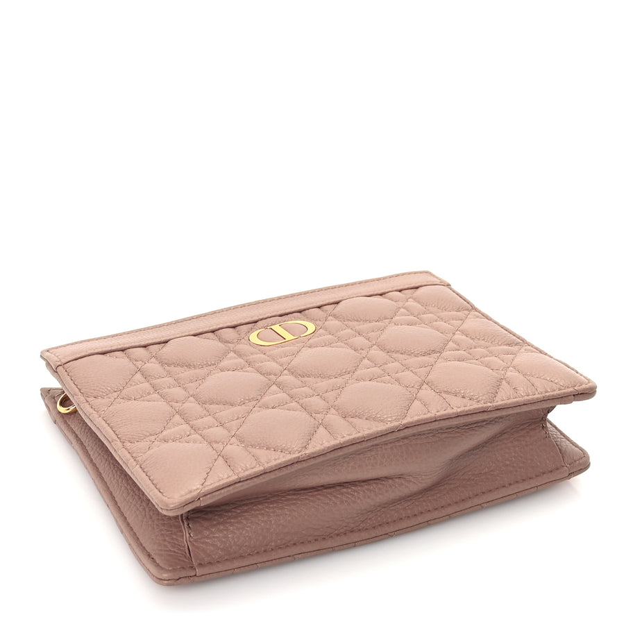 Christian Dior Calfskin Cannage Caro Zipped Pouch With Chain  Fard Image 4
