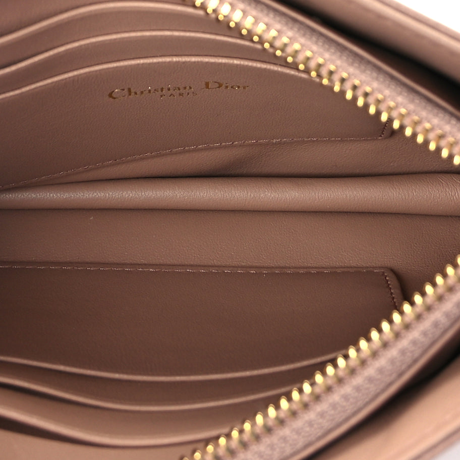 Christian Dior Calfskin Cannage Caro Zipped Pouch With Chain  Fard Image 5