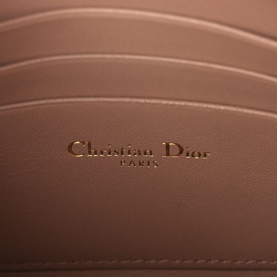 Christian Dior Calfskin Cannage Caro Zipped Pouch With Chain  Fard Image 6