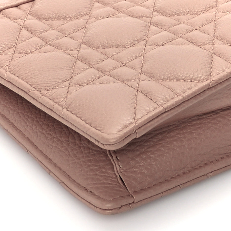 Christian Dior Calfskin Cannage Caro Zipped Pouch With Chain  Fard Image 8