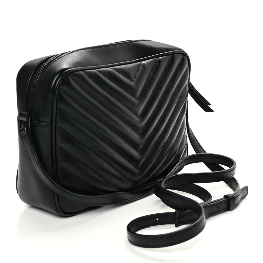 Saint Laurent Calfskin Matelasse Monogram Monochrome Lou Camera Bag Black Image 2