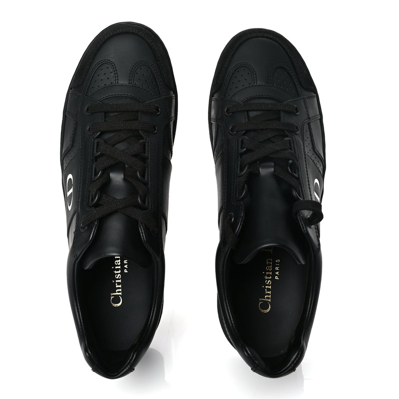  Christian Dior Calfskin Suede Logo Sneakers 36.5 Black