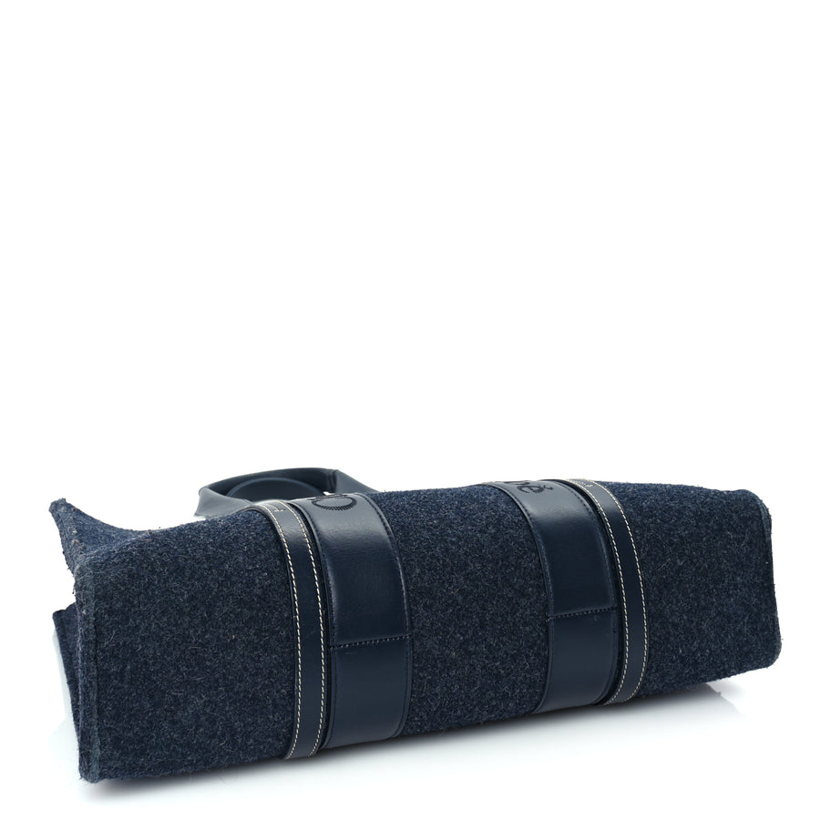Chloe Felt Shiny Calfskin Large Woody Ribbon Tote Obscure Navy Image 3