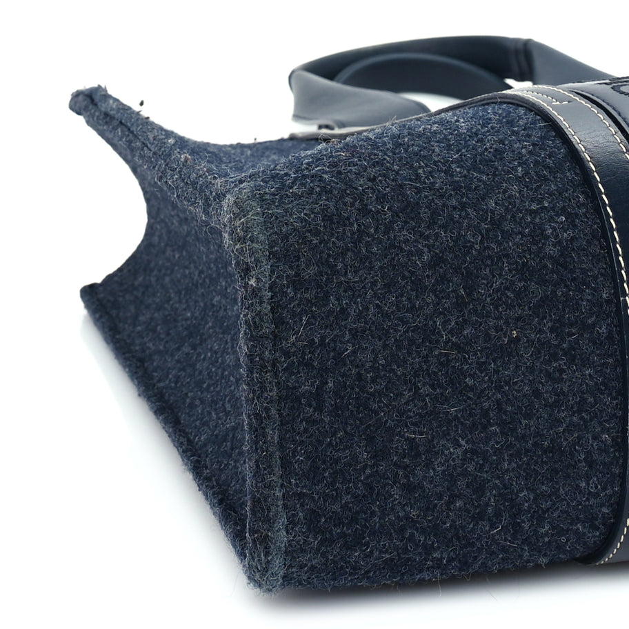 Chloe Felt Shiny Calfskin Large Woody Ribbon Tote Obscure Navy Image 7