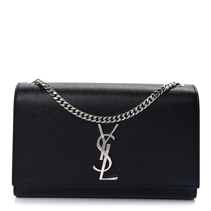  Saint Laurent Grain De Poudre Medium Classic Monogram Kate Satchel Black