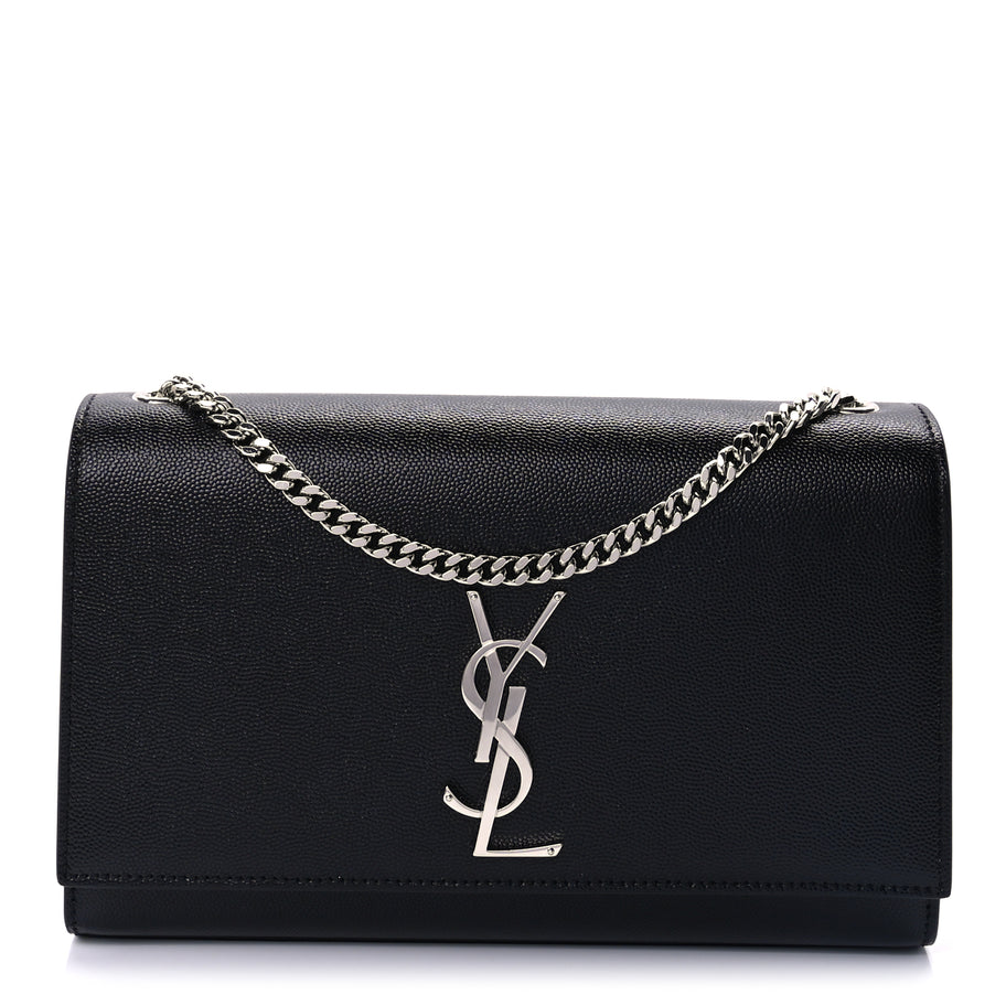 Saint Laurent Grain De Poudre Medium Classic Monogram Kate Satchel Black Image 1