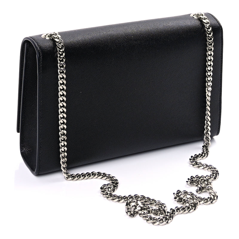  Saint Laurent Grain De Poudre Medium Classic Monogram Kate Satchel Black