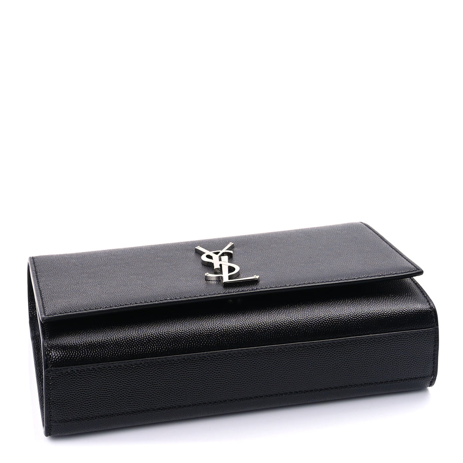 Saint Laurent Grain De Poudre Medium Classic Monogram Kate Satchel Black Image 3