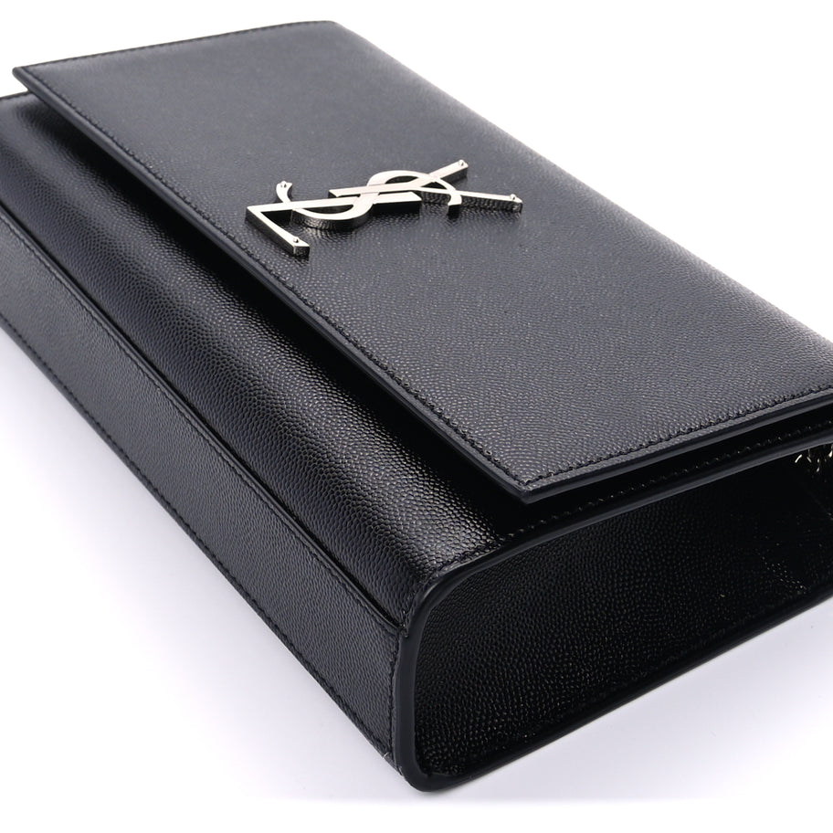 Saint Laurent Grain De Poudre Medium Classic Monogram Kate Satchel Black Image 7