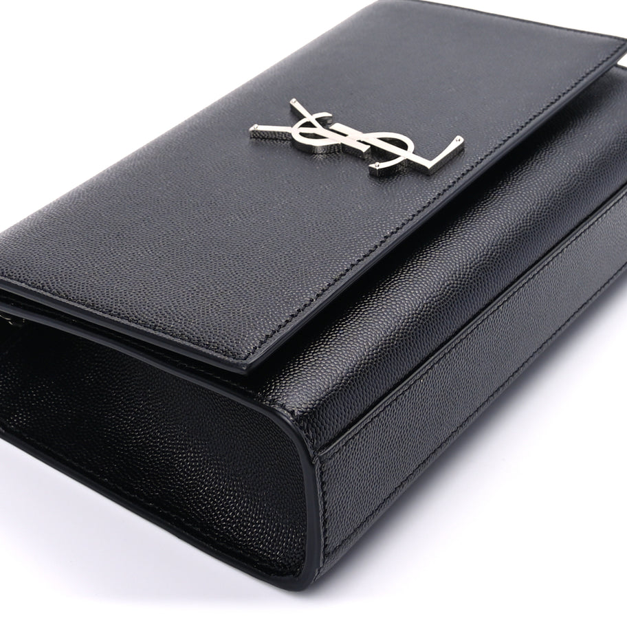 Saint Laurent Grain De Poudre Medium Classic Monogram Kate Satchel Black Image 8