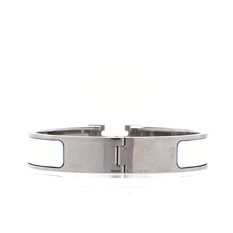  Hermes Enamel Narrow Clic Clac H Bracelet PM  White