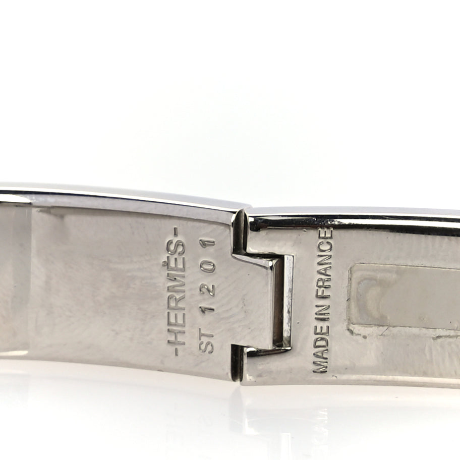 Hermes Enamel Narrow Clic Clac H Bracelet PM  White Image 3