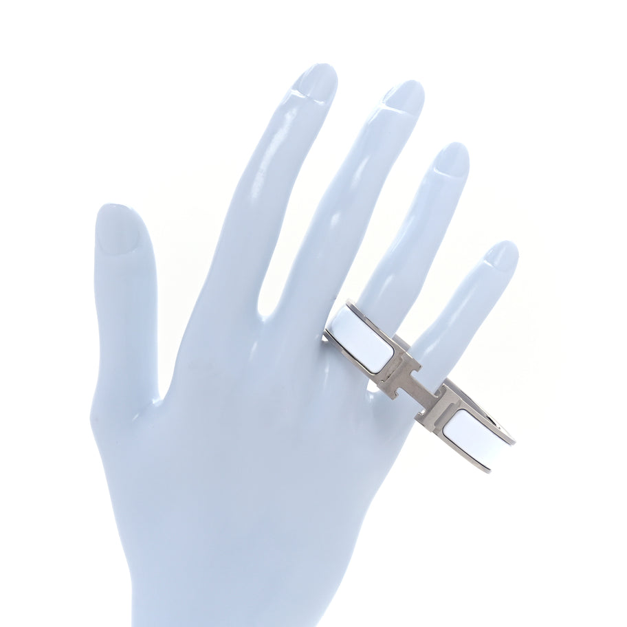 Hermes Enamel Narrow Clic Clac H Bracelet PM  White Image 4