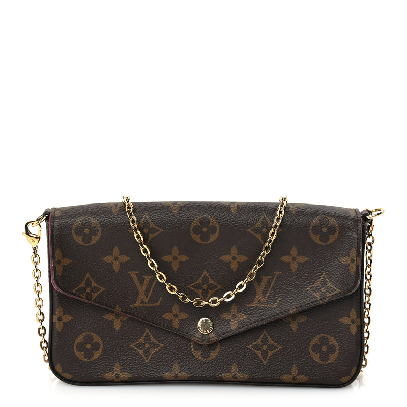  Louis Vuitton Monogram Pochette Felicie Chain Wallet  Fuchsia
