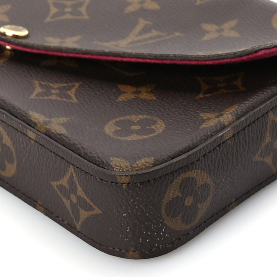 Louis Vuitton Monogram Pochette Felicie Chain Wallet  Fuchsia Image 9