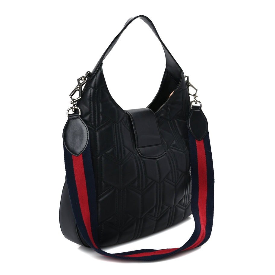 Gucci Calfskin Web Quilted Medium Dionysus Hobo Black Image 2