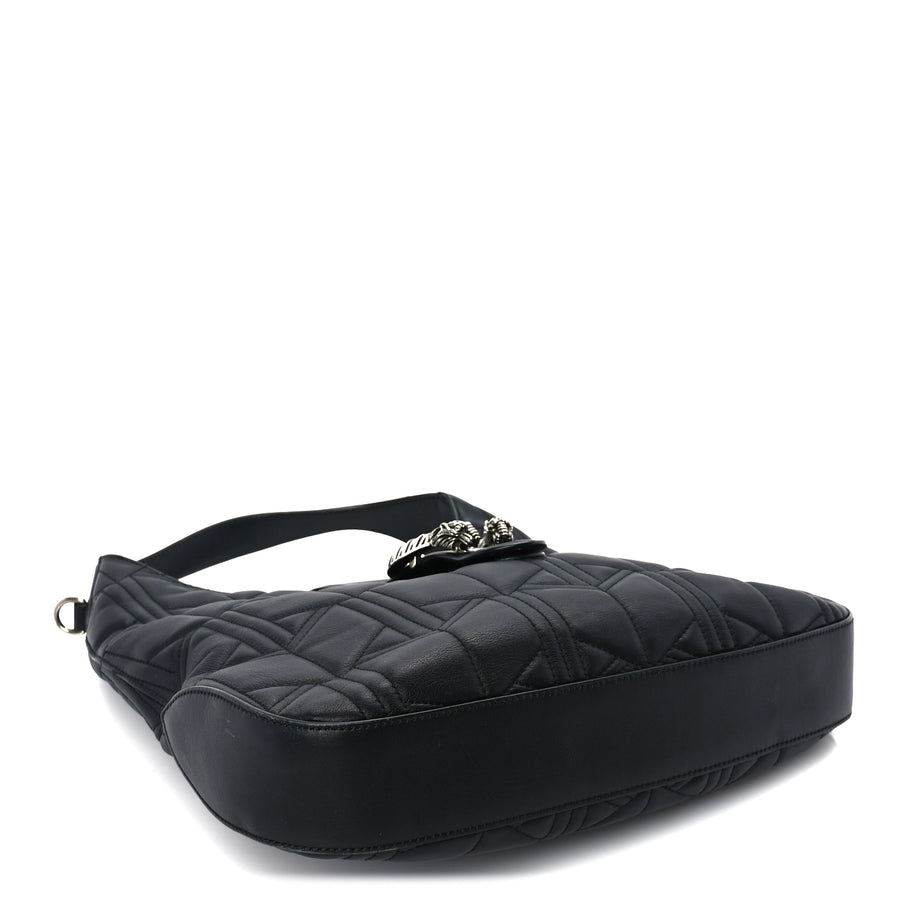 Gucci Calfskin Web Quilted Medium Dionysus Hobo Black Image 3