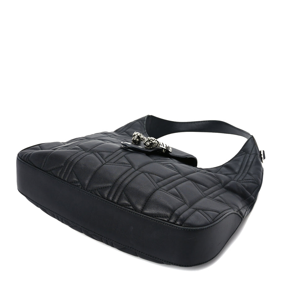 Gucci Calfskin Web Quilted Medium Dionysus Hobo Black Image 9