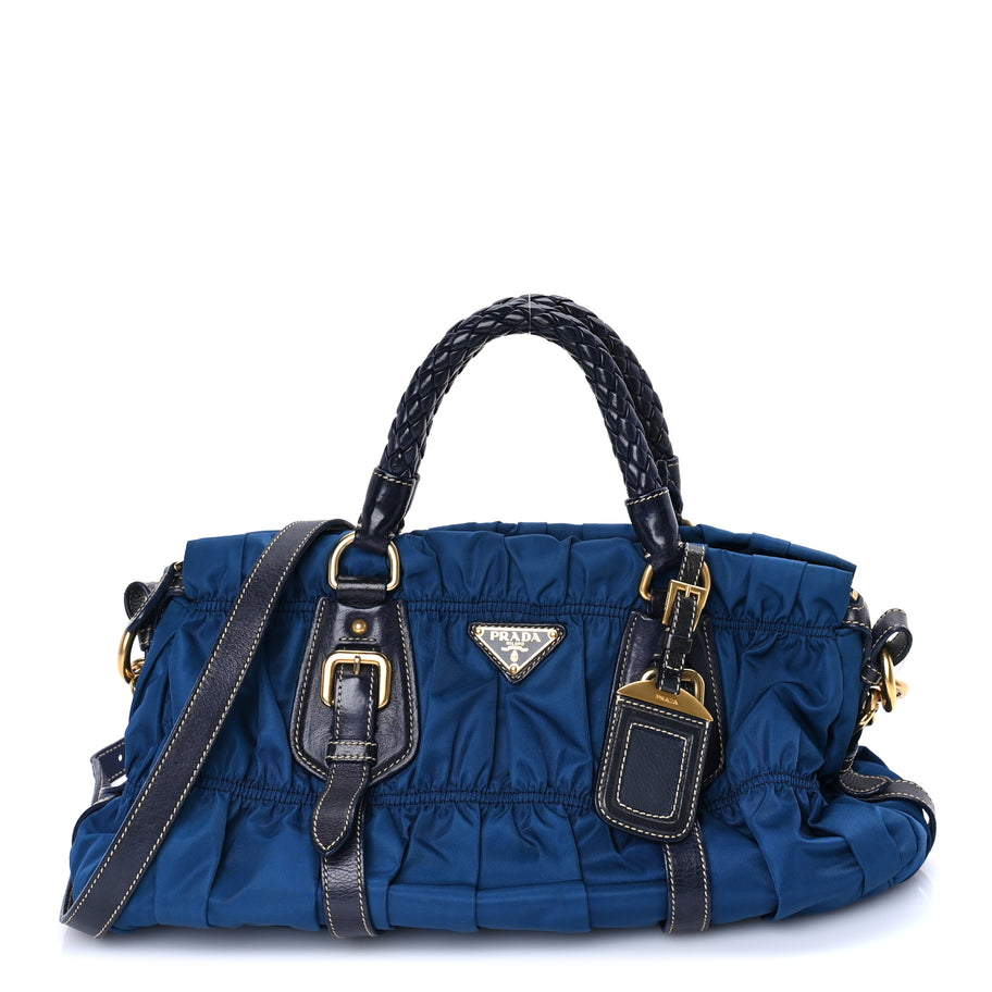 Prada Tessuto Nylon Gaufre Shopping Satchel Bluette Image 1