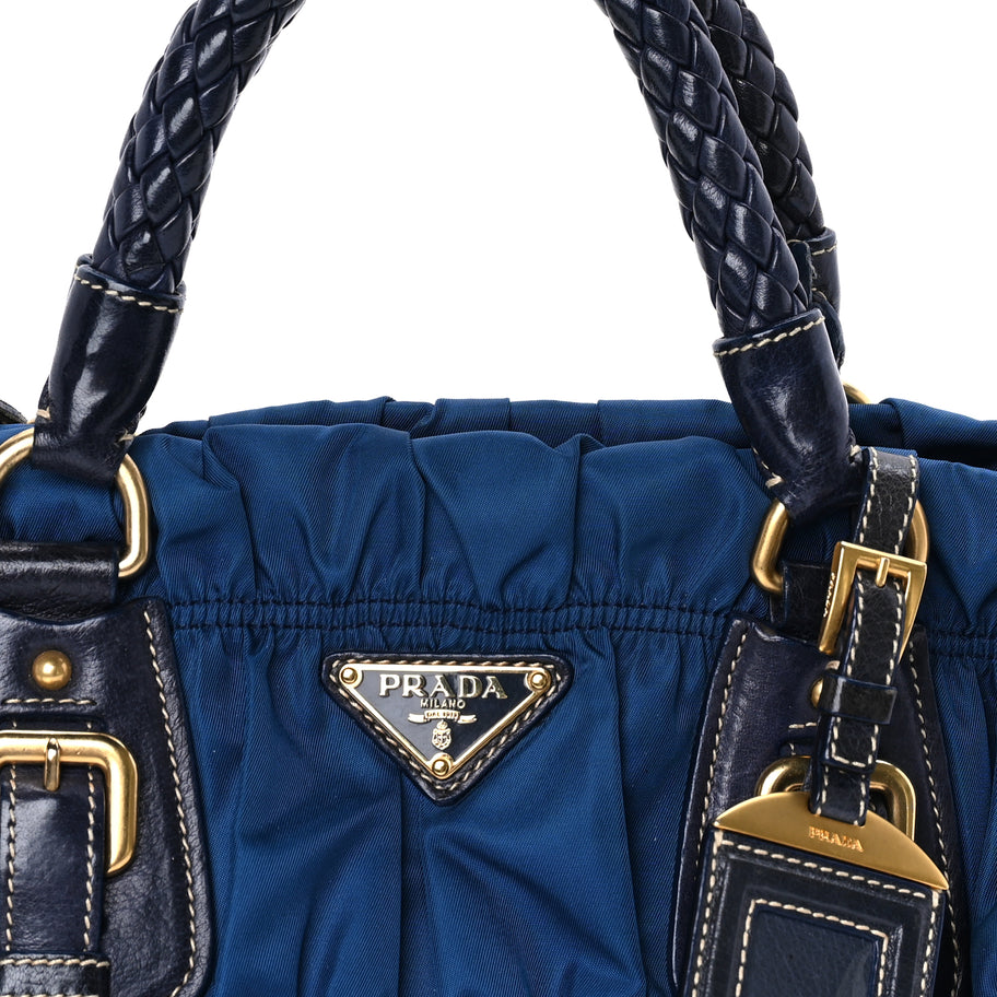 Prada Tessuto Nylon Gaufre Shopping Satchel Bluette Image 6