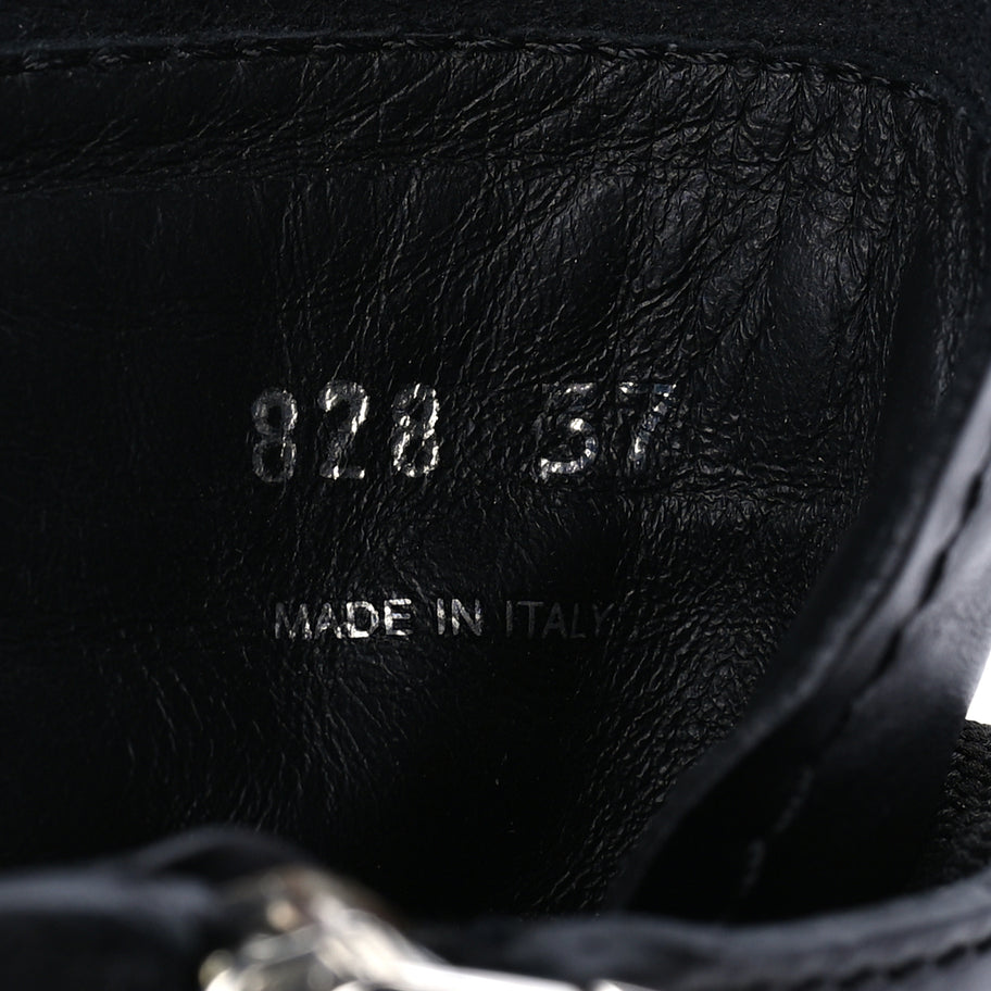 Prada Vitello Lux Nylon Metal Triangle Logo Monolith Pouch Pocket 55mm Tall Combat Boots 37 Black Image 7