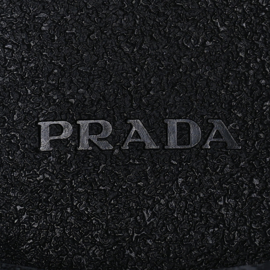 Prada Vitello Lux Nylon Metal Triangle Logo Monolith Pouch Pocket 55mm Tall Combat Boots 37 Black Image 8