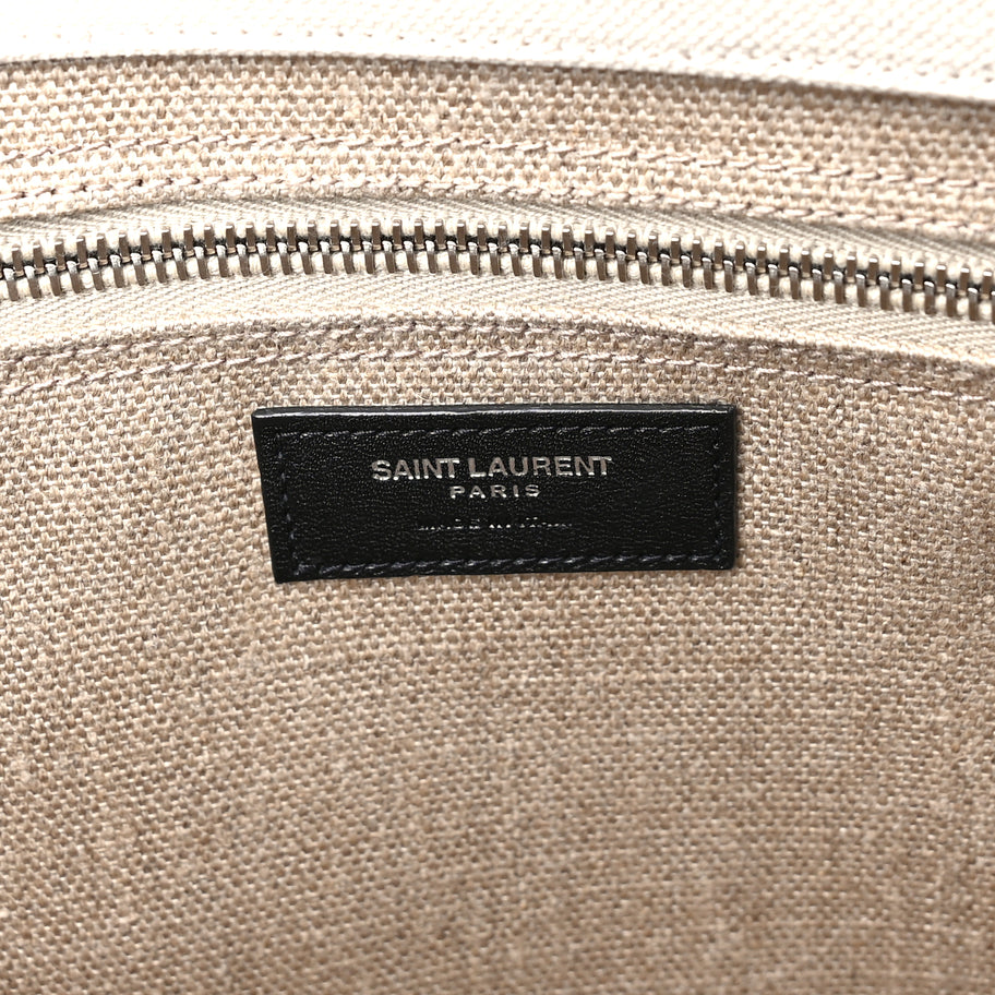 Saint Laurent Linen Calfskin Rive Gauche North South Tote Optic White Image 5
