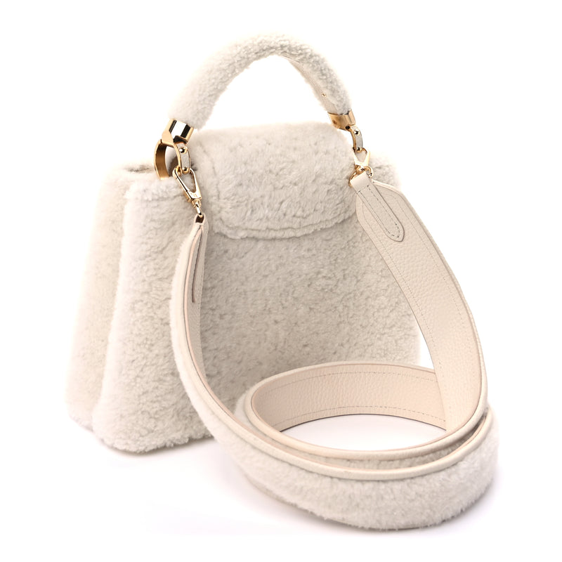  Louis Vuitton Shearling Calfskin Capucines BB White