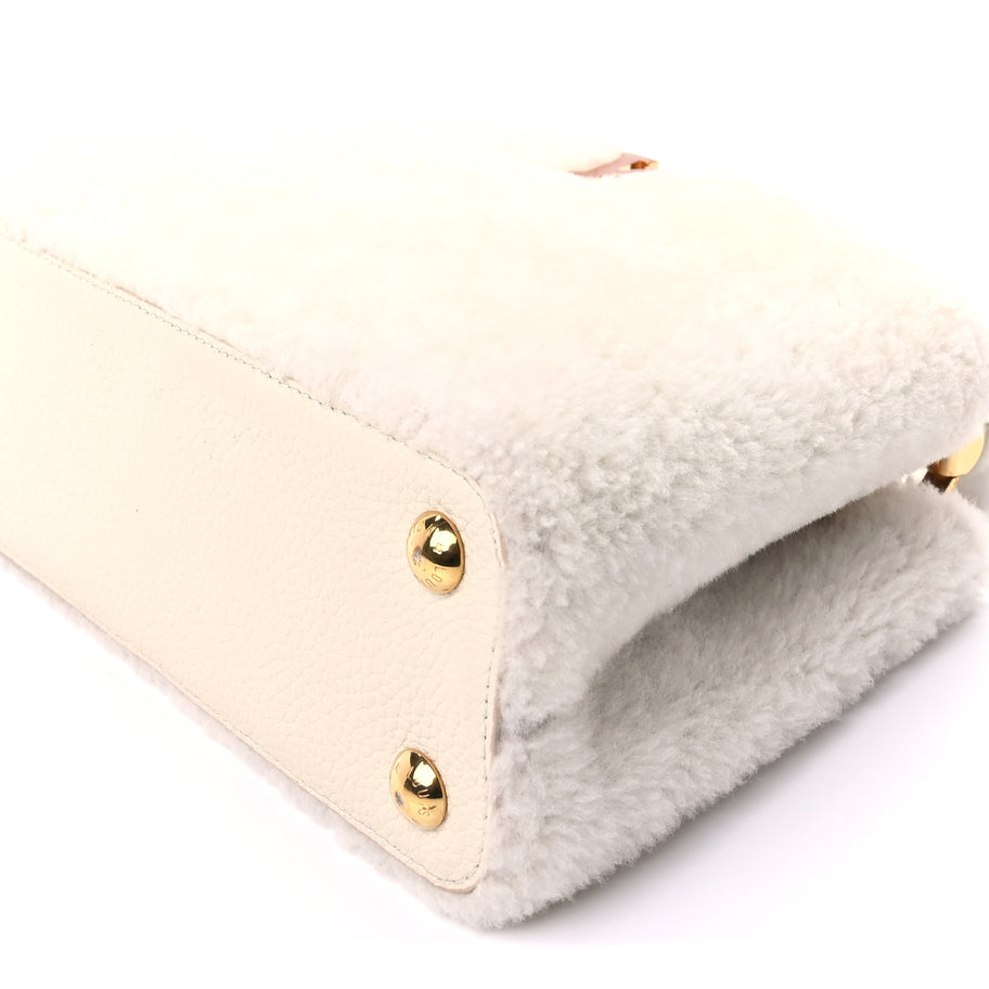 Louis Vuitton Shearling Calfskin Capucines BB White Image 8