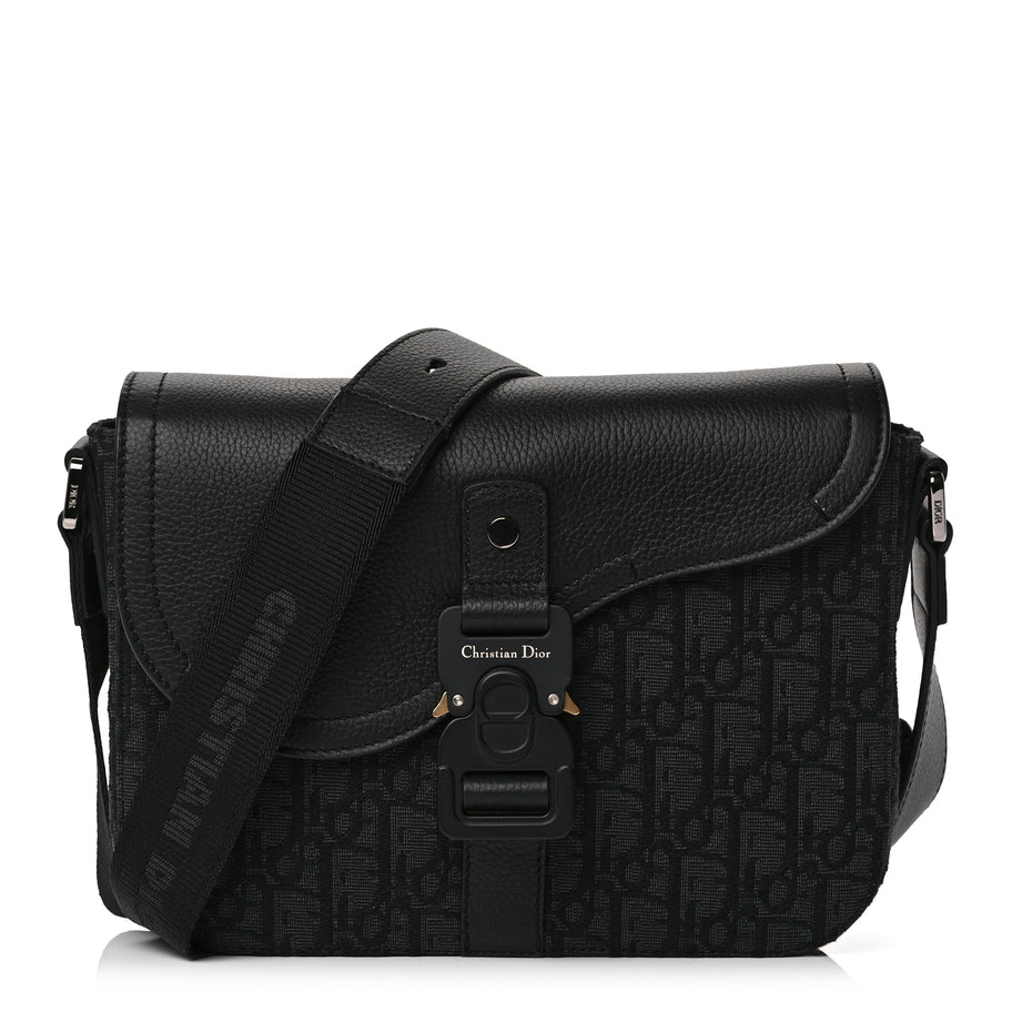 Christian Dior Oblique Jacquard Grained Calfskin Small Saddle Messenger Bag Black Oblique Monogram Image 1