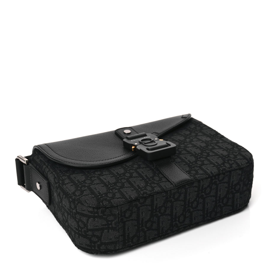 Christian Dior Oblique Jacquard Grained Calfskin Small Saddle Messenger Bag Black Oblique Monogram Image 3