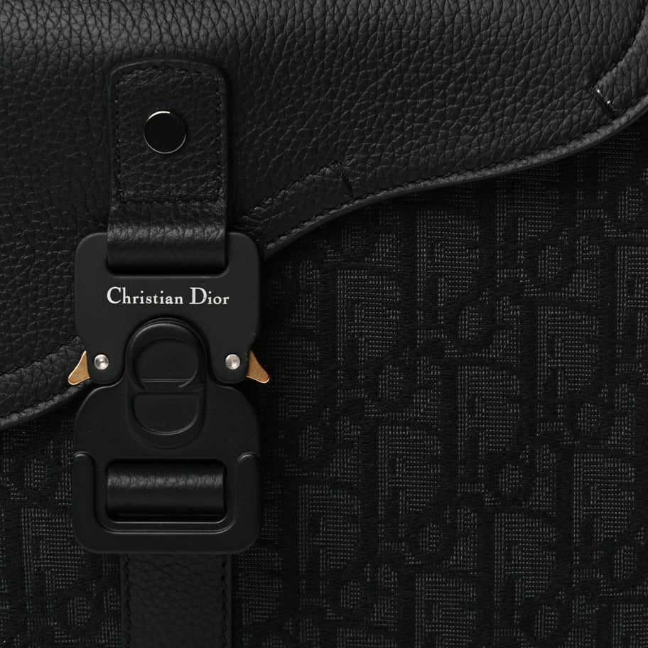 Christian Dior Oblique Jacquard Grained Calfskin Small Saddle Messenger Bag Black Oblique Monogram Image 7