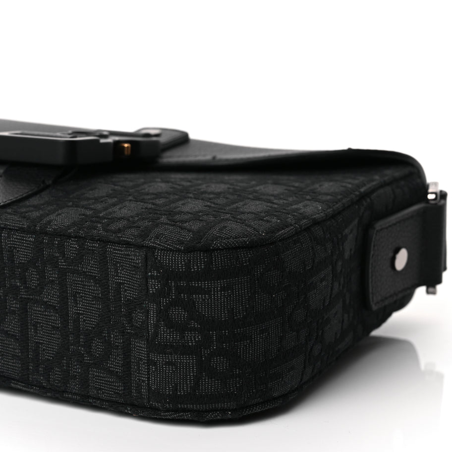 Christian Dior Oblique Jacquard Grained Calfskin Small Saddle Messenger Bag Black Oblique Monogram Image 9