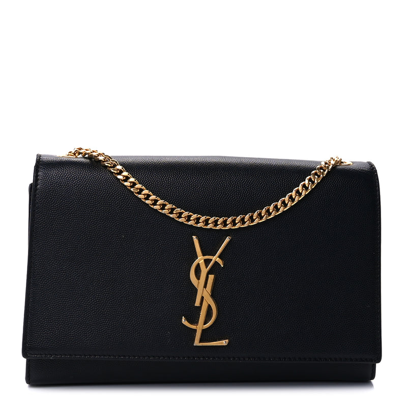  Saint Laurent Grain De Poudre Medium Classic Monogram Kate Satchel Black