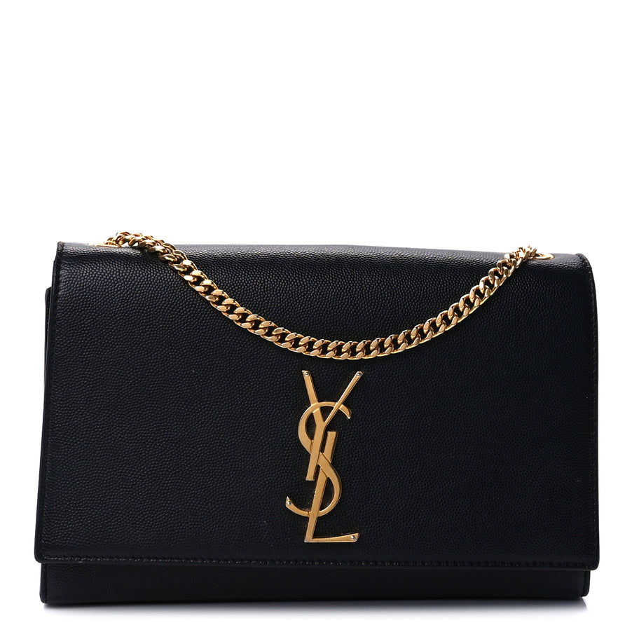 Saint Laurent Grain De Poudre Medium Classic Monogram Kate Satchel Black Image 1